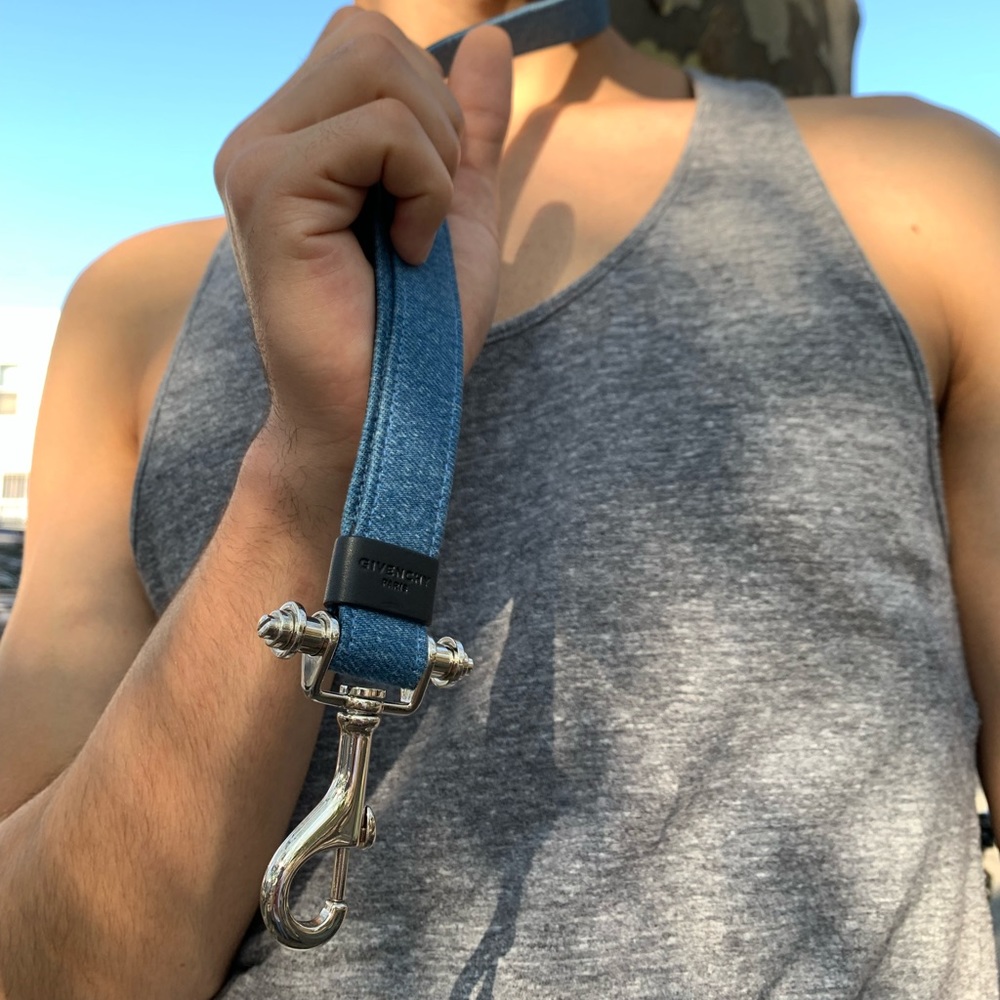 Givenchy Obsedia Lanyard in denim and leather $400